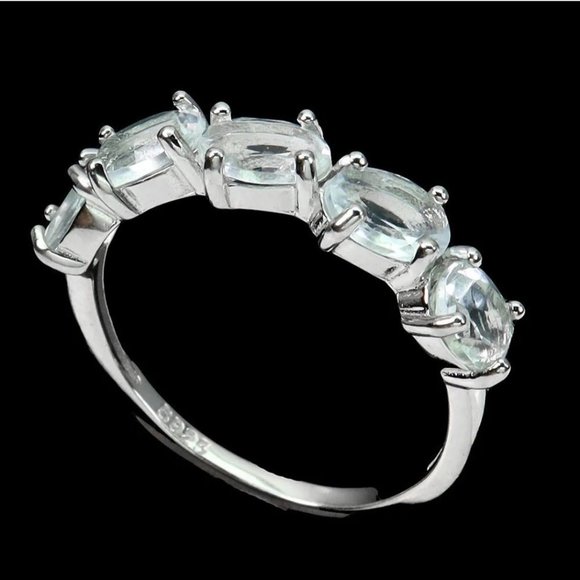 Aquamarine Ring, Stackable Rings, Gemstone Ring, Anniversary Ring, Bling Ring - Picture 1 of 6